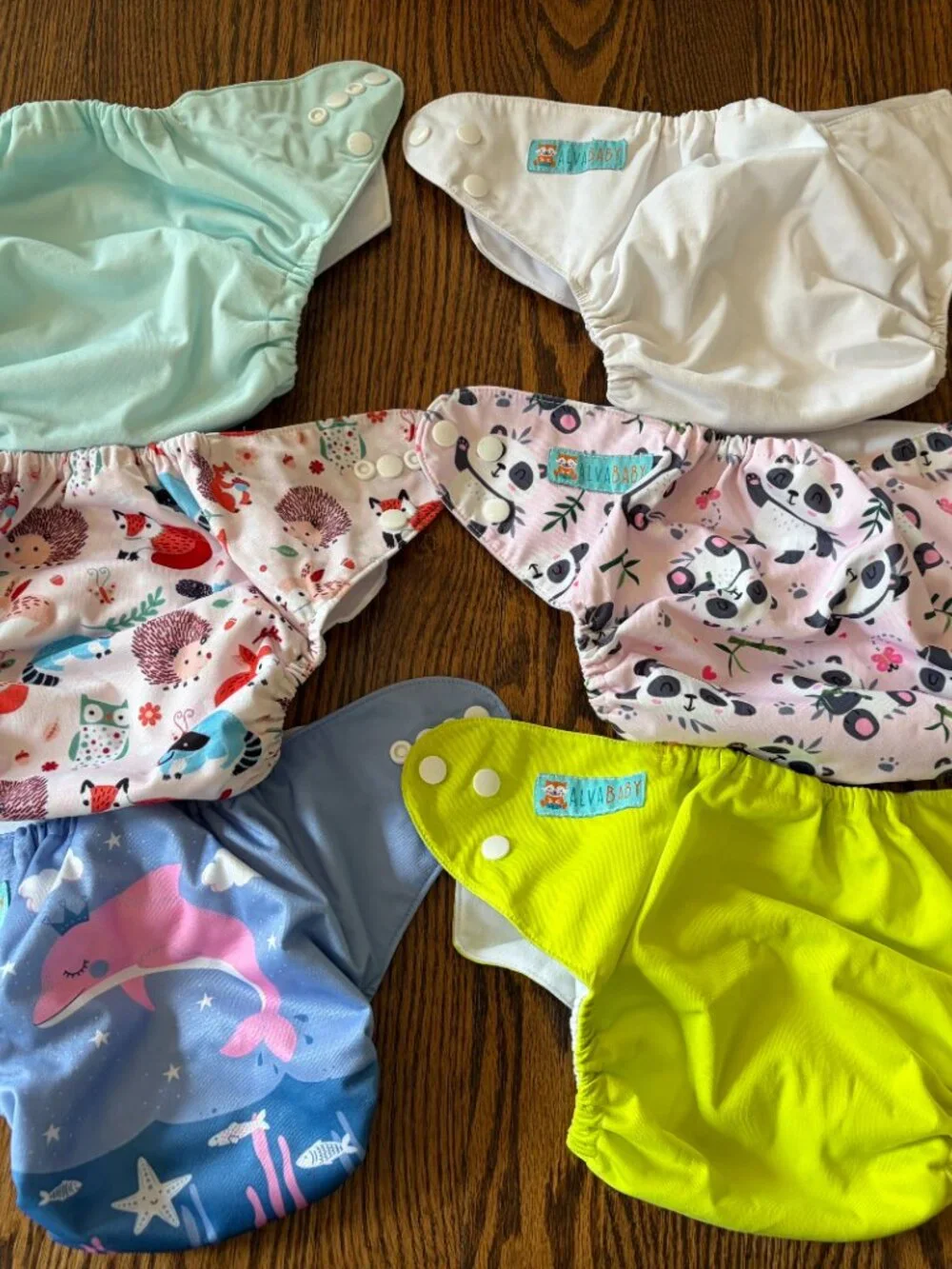 Alvababy Cloth Diaper Set Lot 6 Diaper‎ Covers 6 Cloth Inserts Colorful Baby